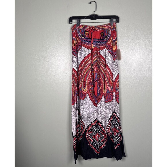 Forever 21 Boho Festival Printed Maxi Skirt Side Slits Women’s Size MEDIUM - NEW - Picture 1 of 10